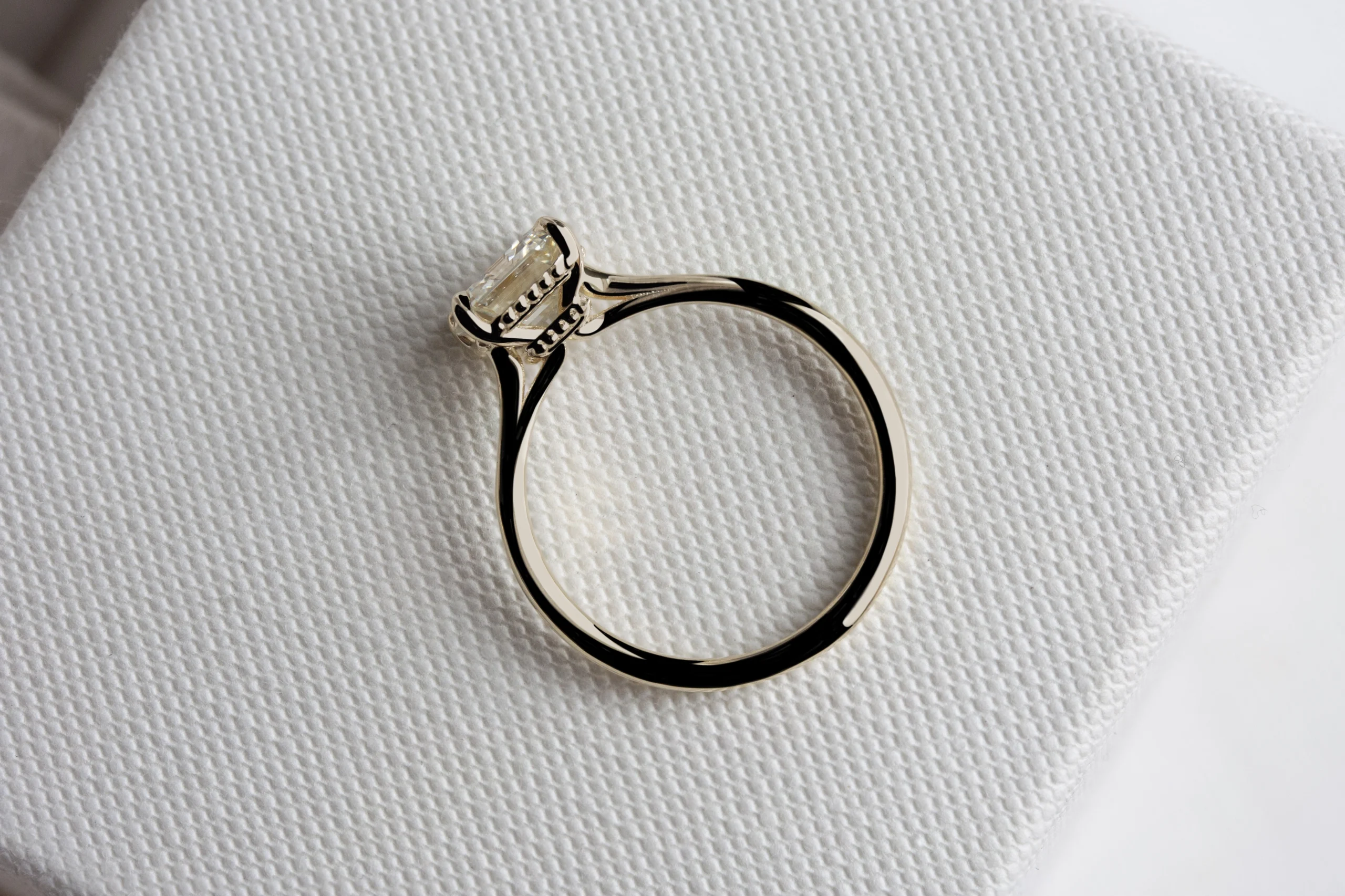 Custom Gather Ring by Philadelphia local jeweler Emily Chelsea Jewelry, a solitaire inspired by floral simplicity with a clean 2mm band.