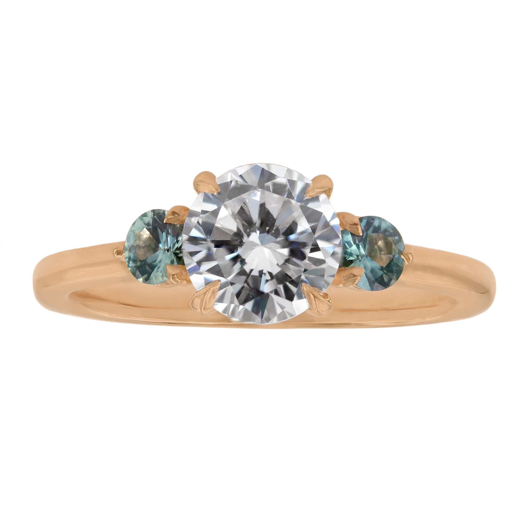 Aurelia Three Stone with Sapphires Ring - Emily Chelsea