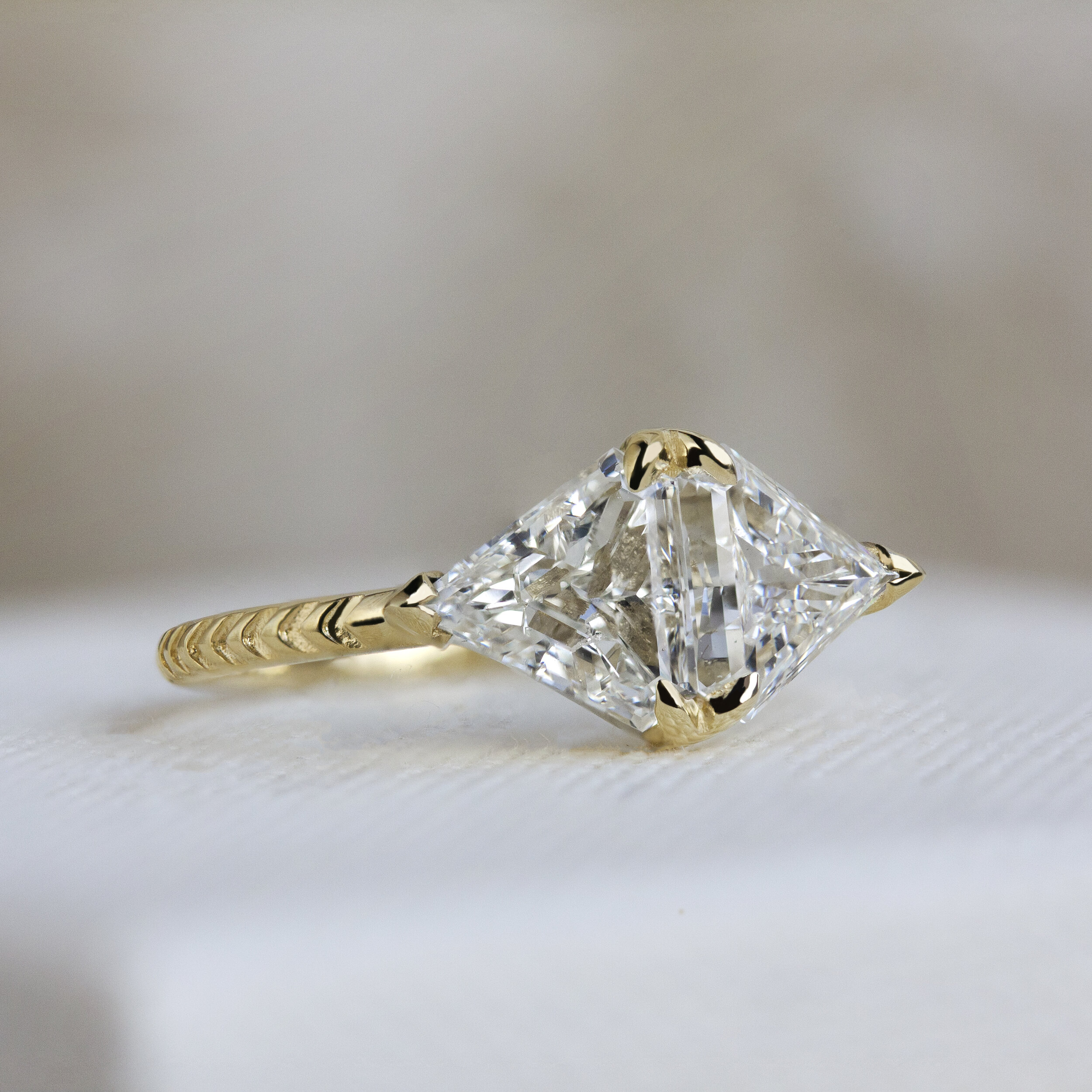 Custom Double Triangle Engagement Ring - Emily Chelsea