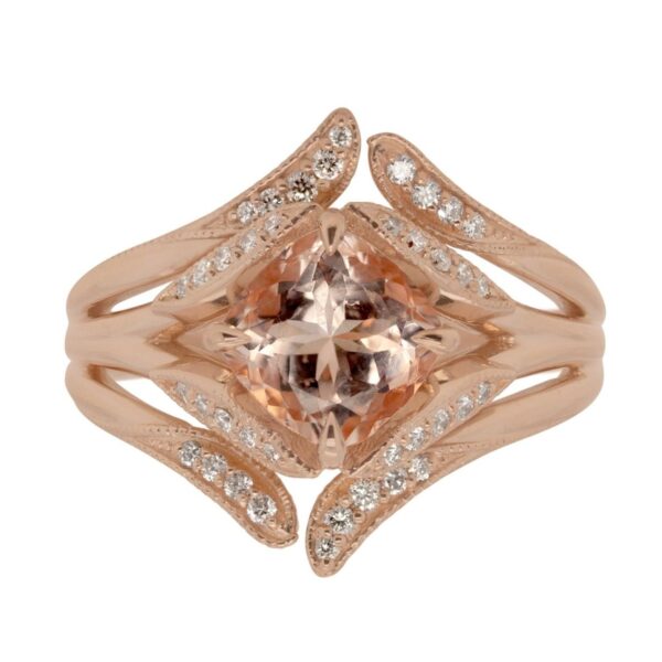 Custom Floral Morganite Ring