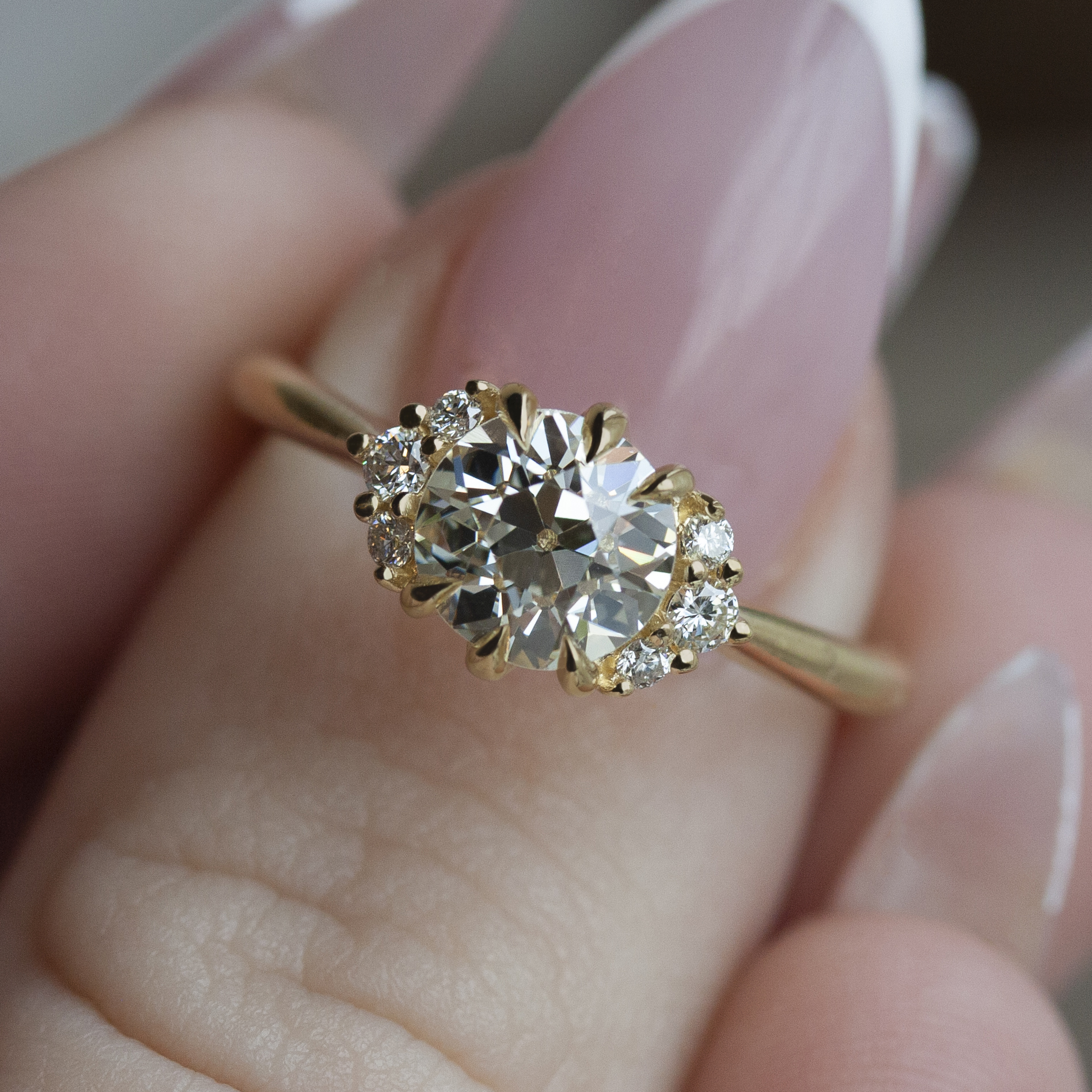 Cloud Ring by Philadelphia's Emily Chelsea Jewelry, featuring a 1.8mm band, reclaimed diamonds, and delicate sparkle to highlight your center stone.