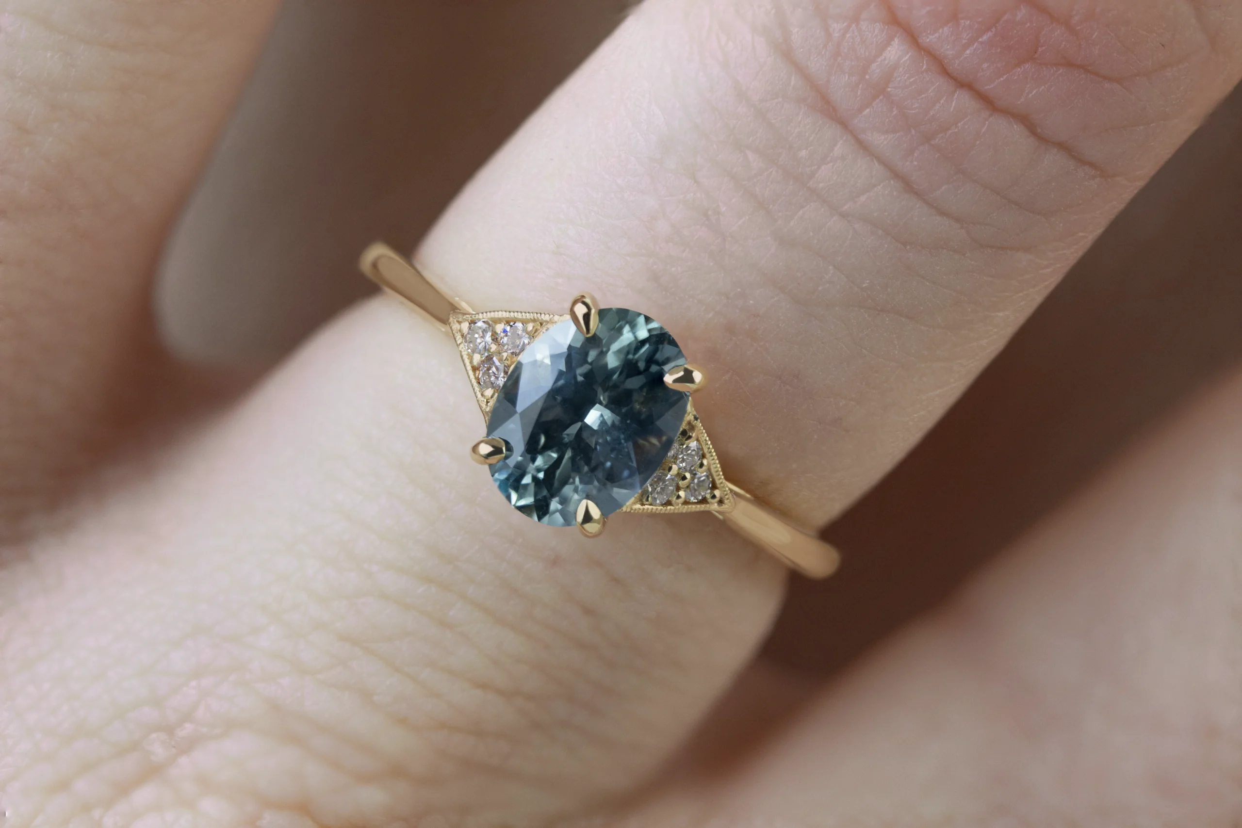 June Ring by Philadelphia's Emily Chelsea Jewelry, a classic design with geometric details, reclaimed diamonds, and a 1.8mm band.