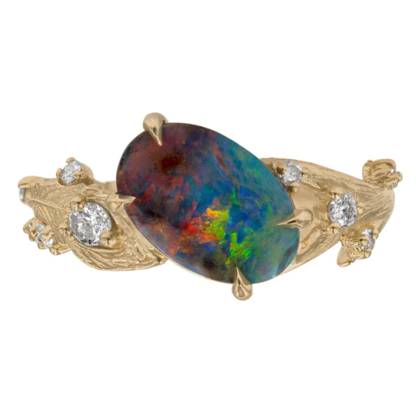 Custom Opal Peacock ring