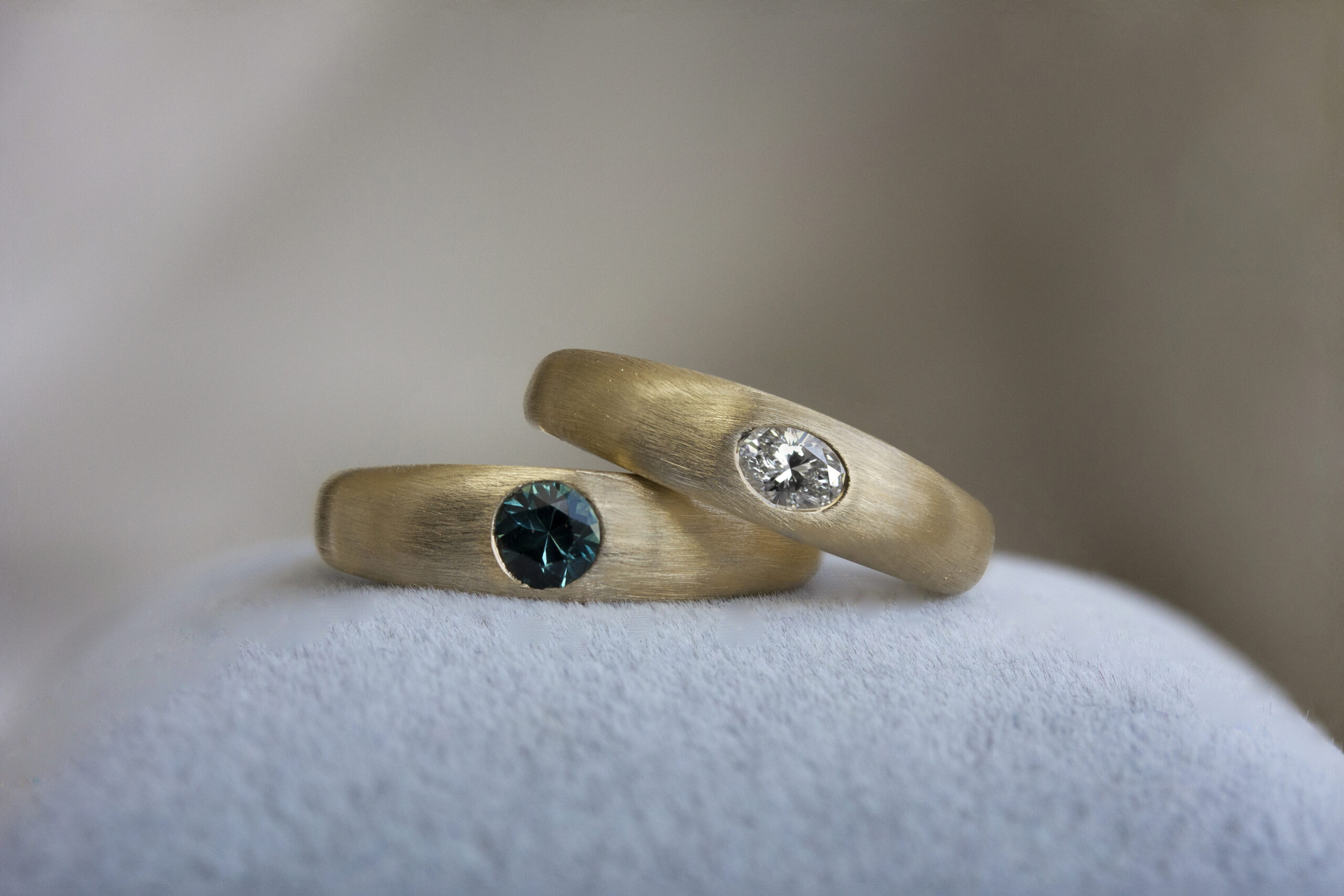 Hague Ring by Philadelphia's Emily Chelsea Jewelry with ultra low profile, burnished center stone, and 3.5mm band.