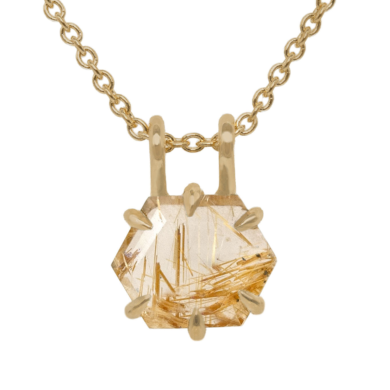 Rutilated Quartz Hex Necklace