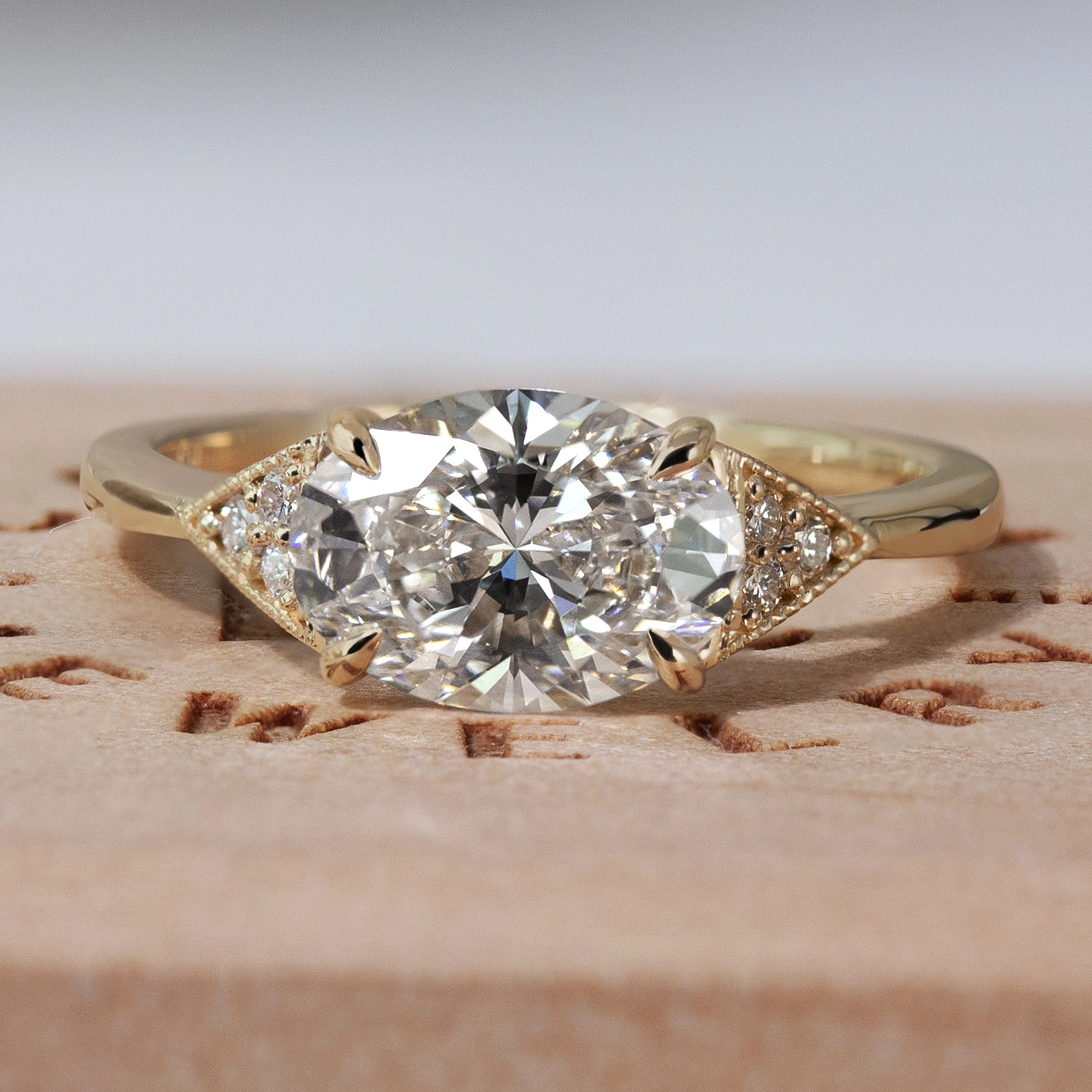 June Ring by Philadelphia's Emily Chelsea Jewelry with a geometric design, reclaimed diamonds, and a 1.8mm band.