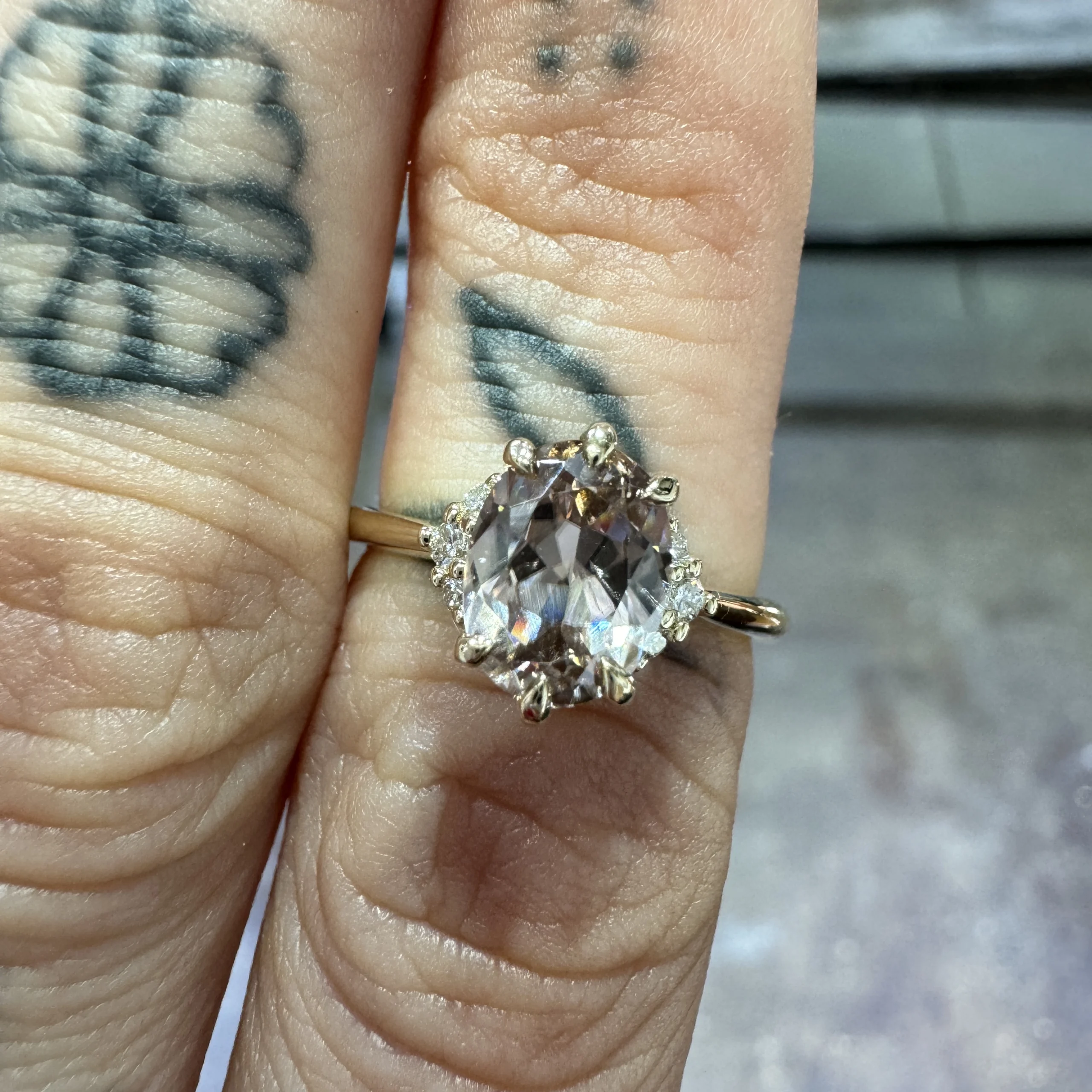 Cloud Ring by Philadelphia’s Emily Chelsea Jewelry, a 1.8mm band with 0.08ctw reclaimed diamonds, designed to complement your center stone.