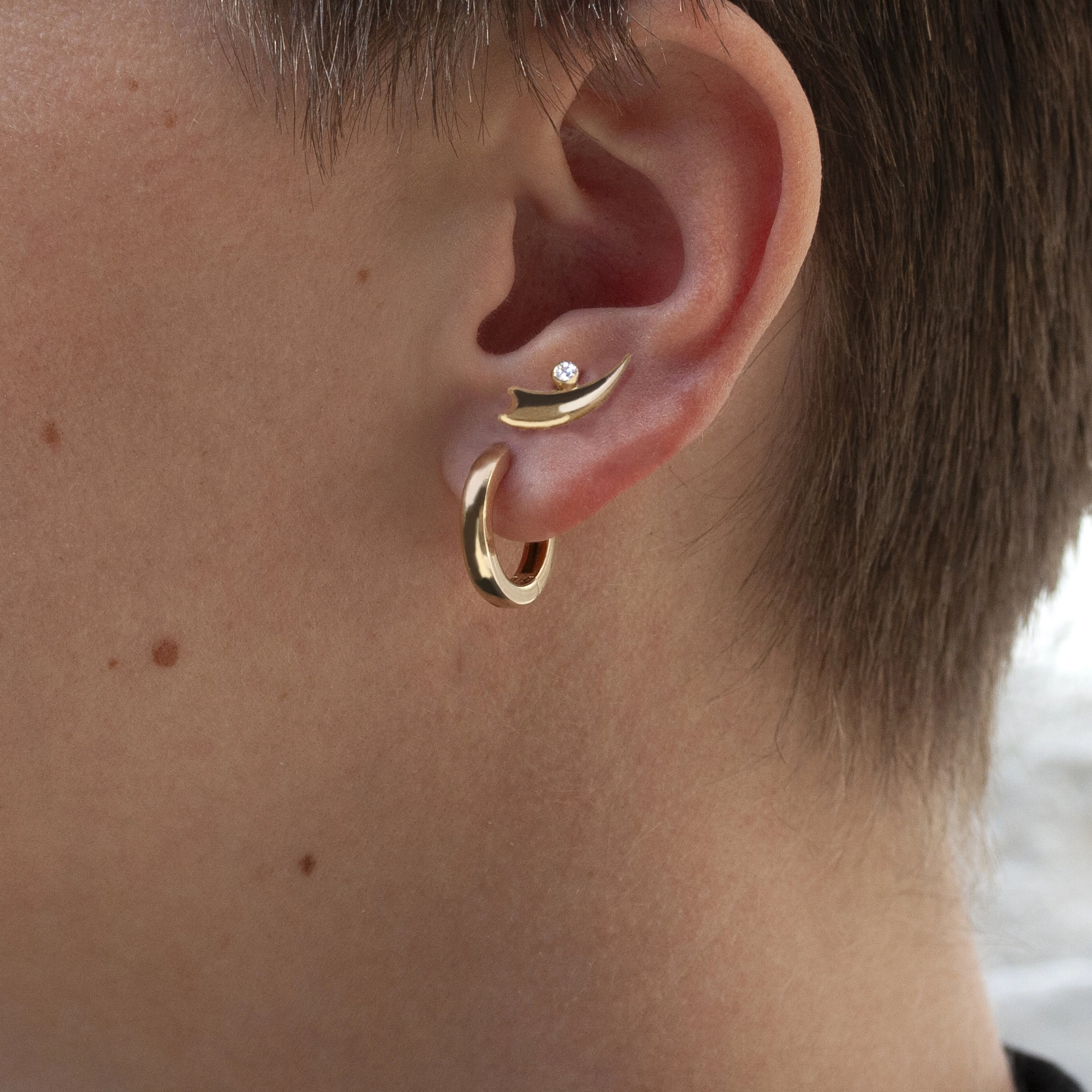 Large hinged Huggie Hoops by Philadelphia’s Emily Chelsea Jewelry, 17.5mm polished everyday earrings.