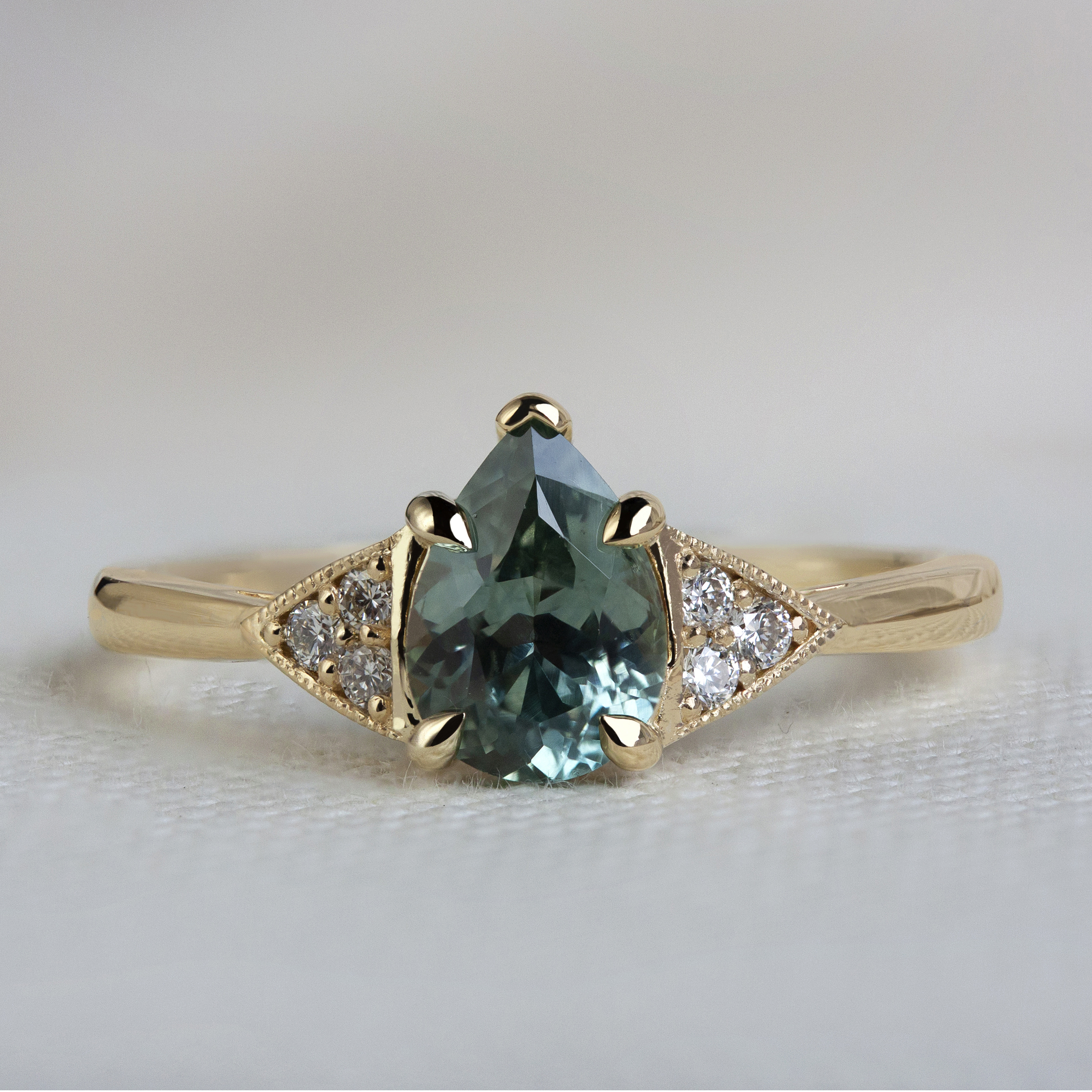 June Ring by Philadelphia local jeweler Emily Chelsea Jewelry, featuring a geometric design, reclaimed diamonds, and timeless sparkle.