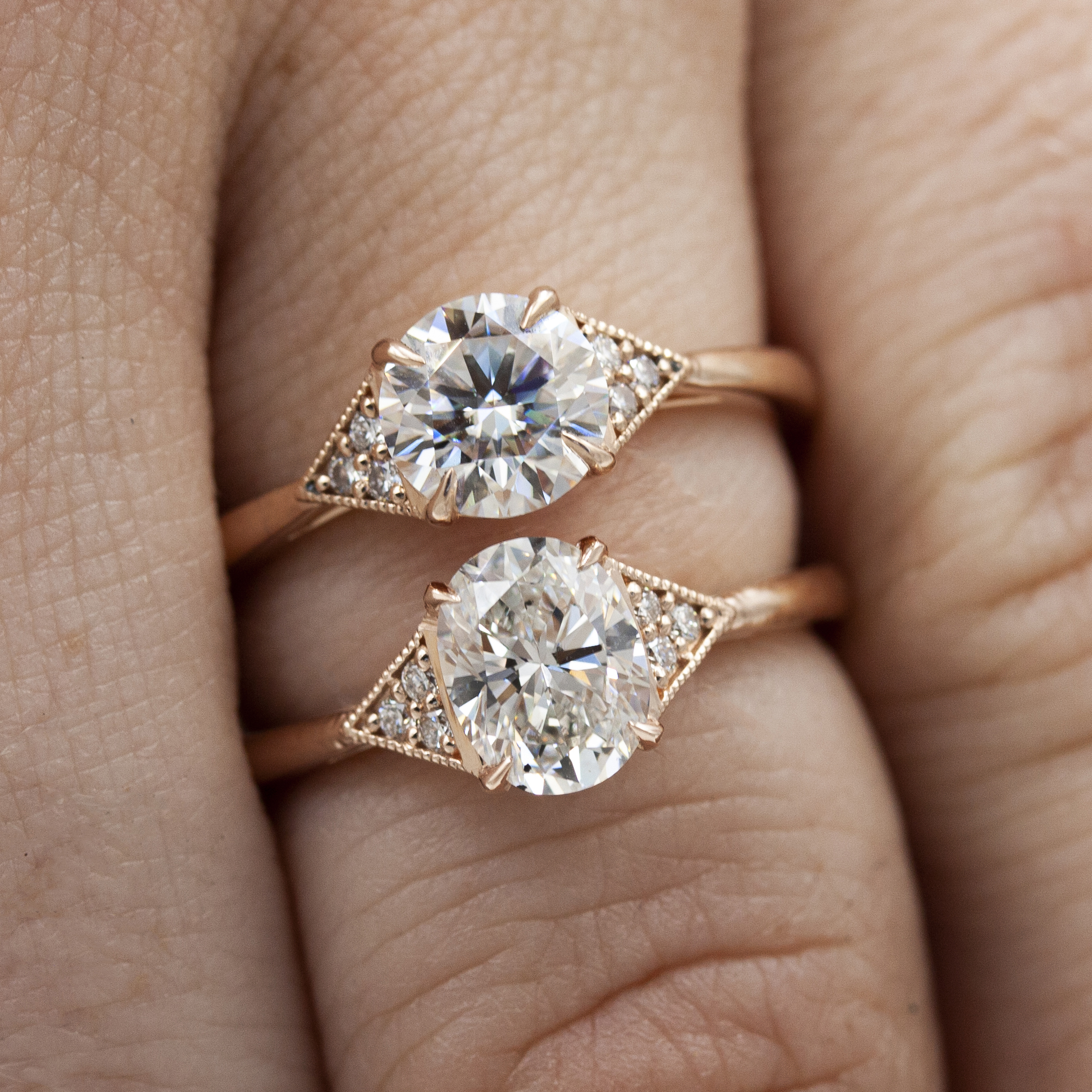 June Ring by Philadelphia's Emily Chelsea Jewelry, timeless geometric design with delicate sparkle and reclaimed diamonds.