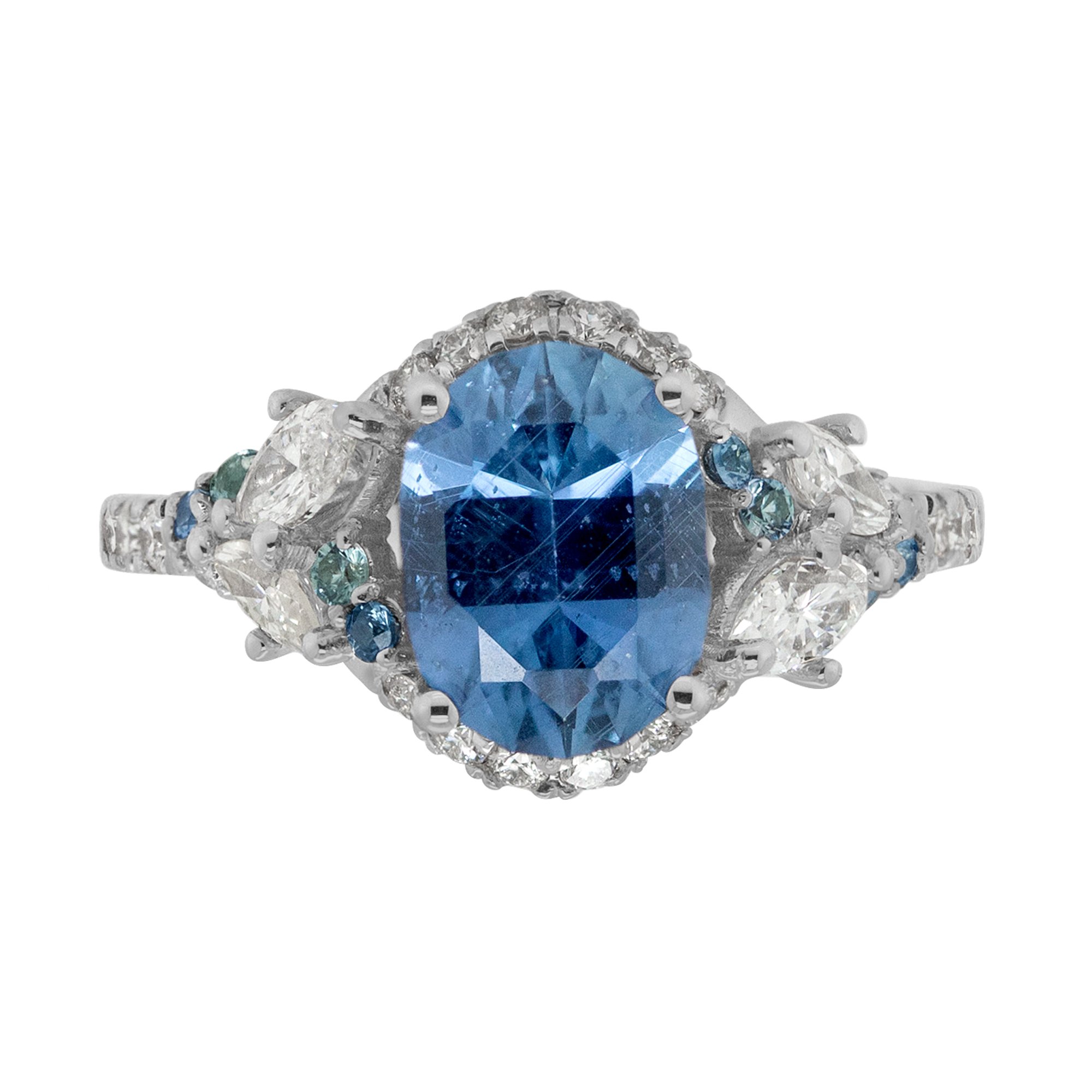 Sapphire Halo Constellation Ring