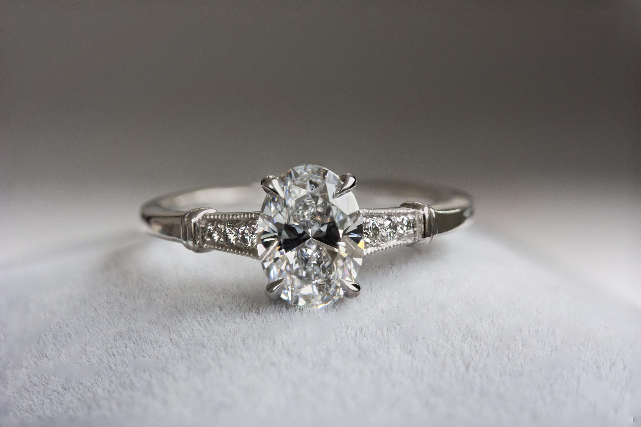 Artemis Ring by Philadelphia's Emily Chelsea Jewelry with vintage milgrain details and a crossed-metal undergallery.