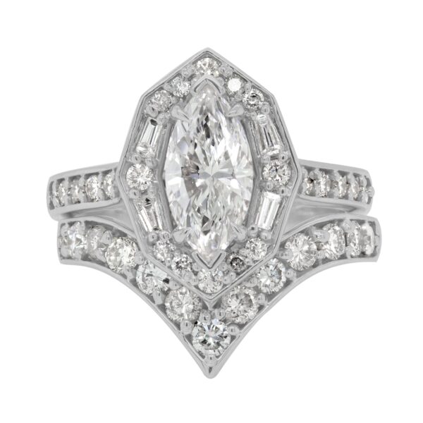 Custom Marquise Diamond Shield Ring