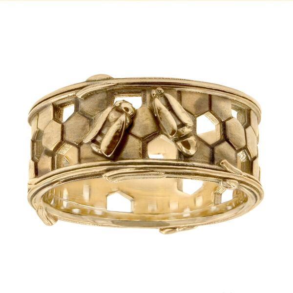 Custom Honeycomb and Twig Wedding Band