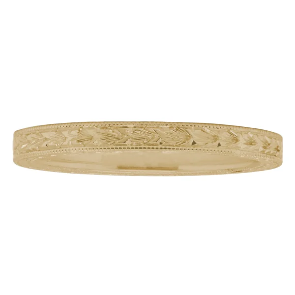 Standard 3-Sided Leaf Hand Engraved Band 2mm