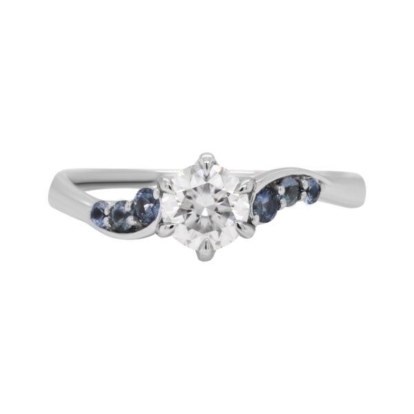 Moissanite and Sapphire Bypass Ring