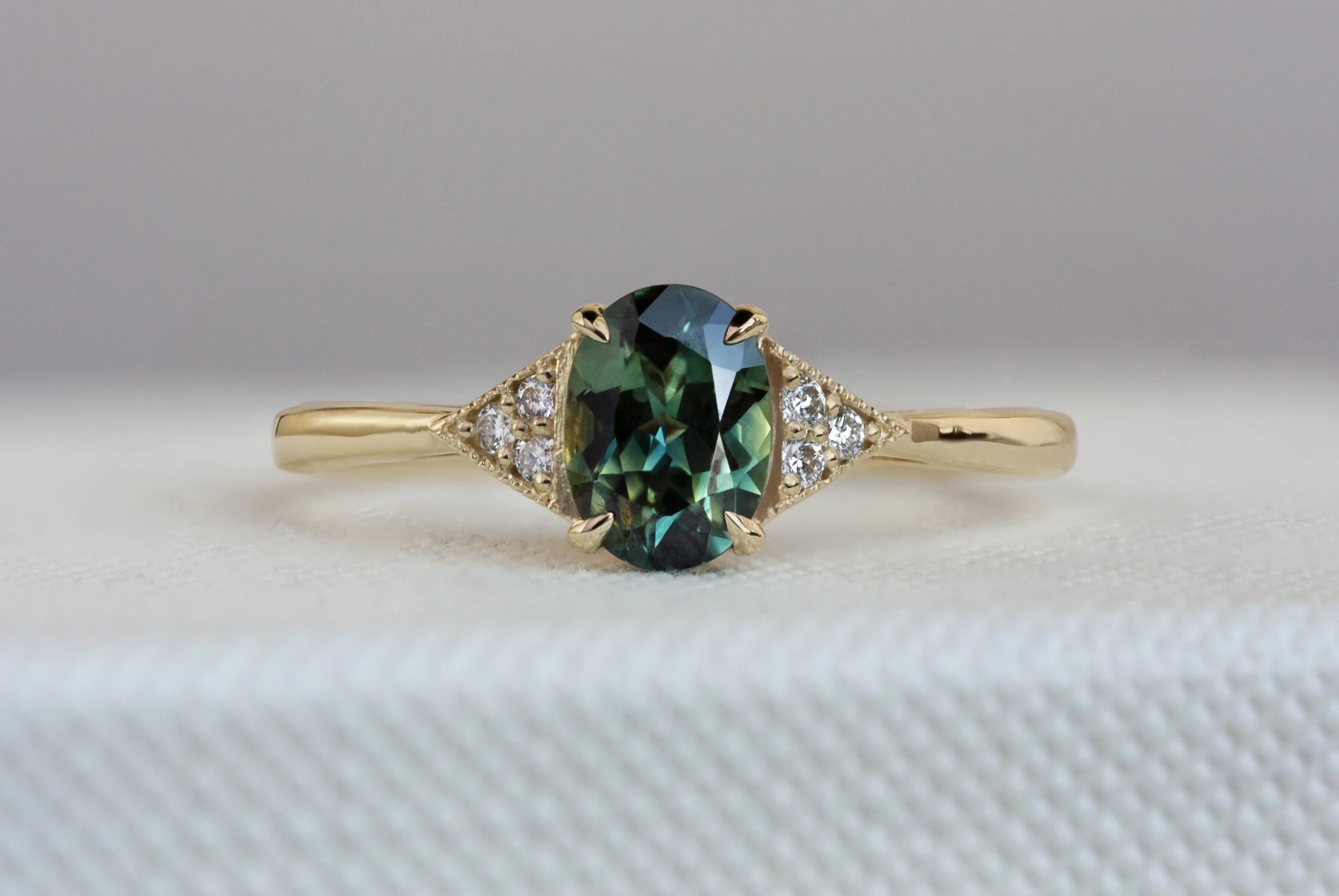 June Ring by Philadelphia's Emily Chelsea Jewelry, a classic design with geometric details, reclaimed diamonds, and a 1.8mm band.