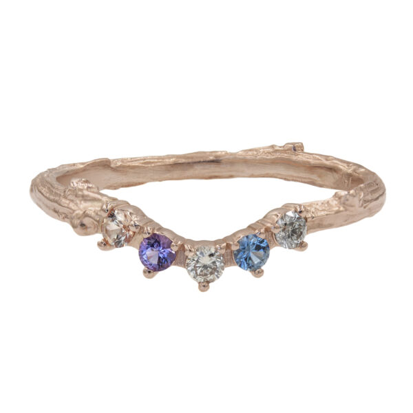 Custom Curved Gemstone Twig Ring