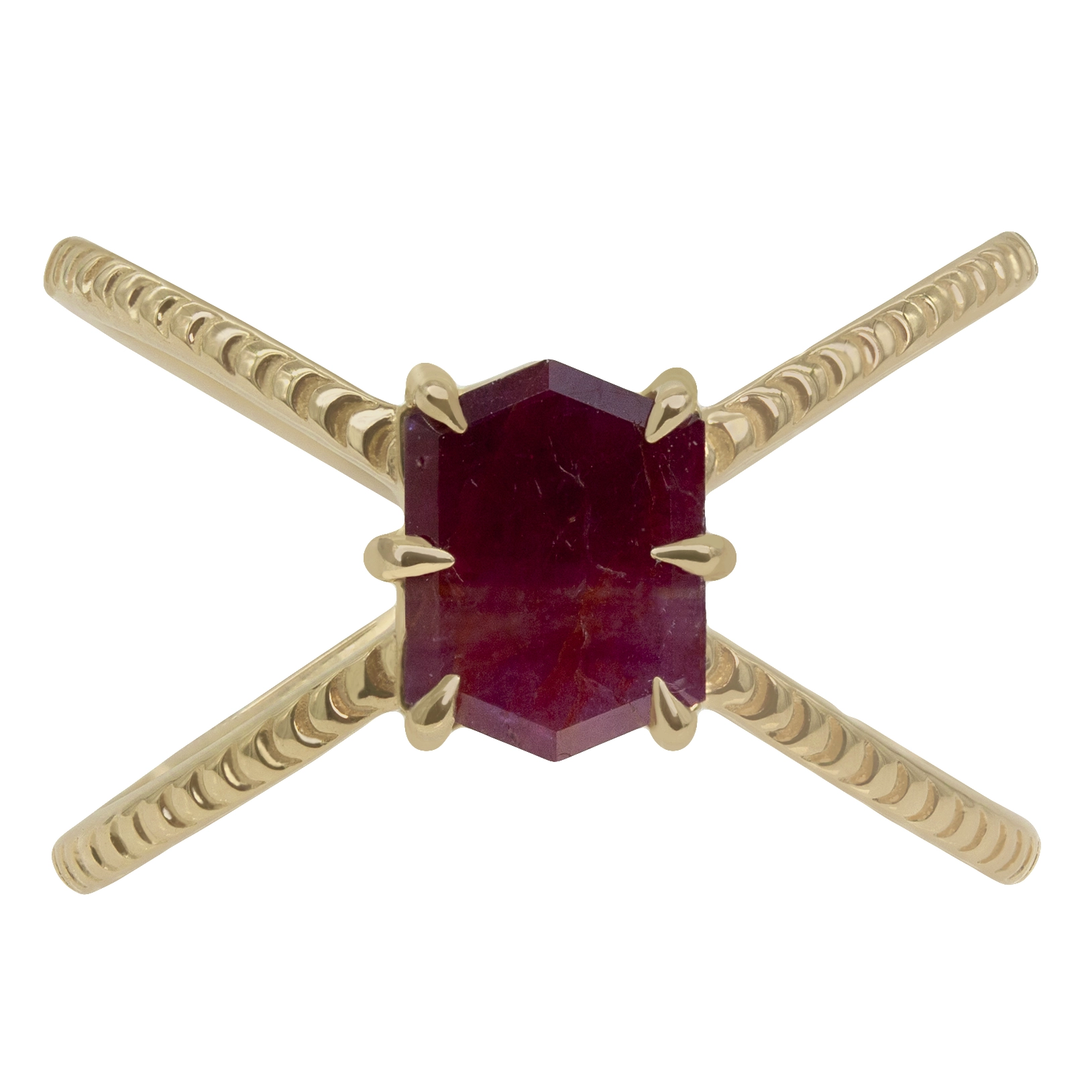 Ruby Crossover Ring - Emily Chelsea