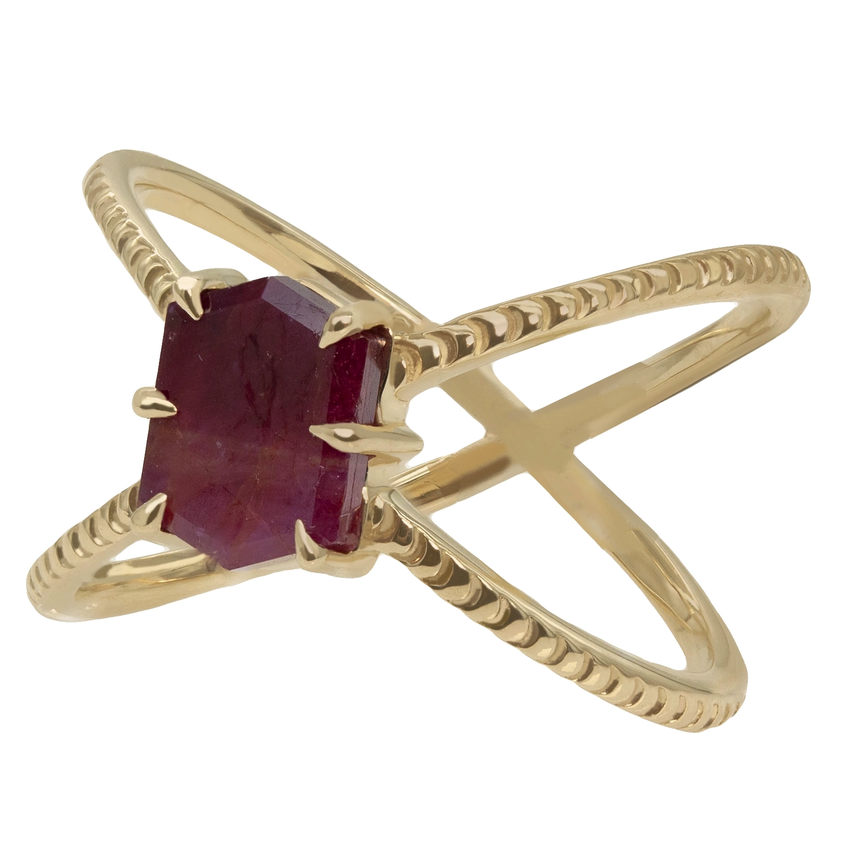 Ruby Crossover Ring - Emily Chelsea
