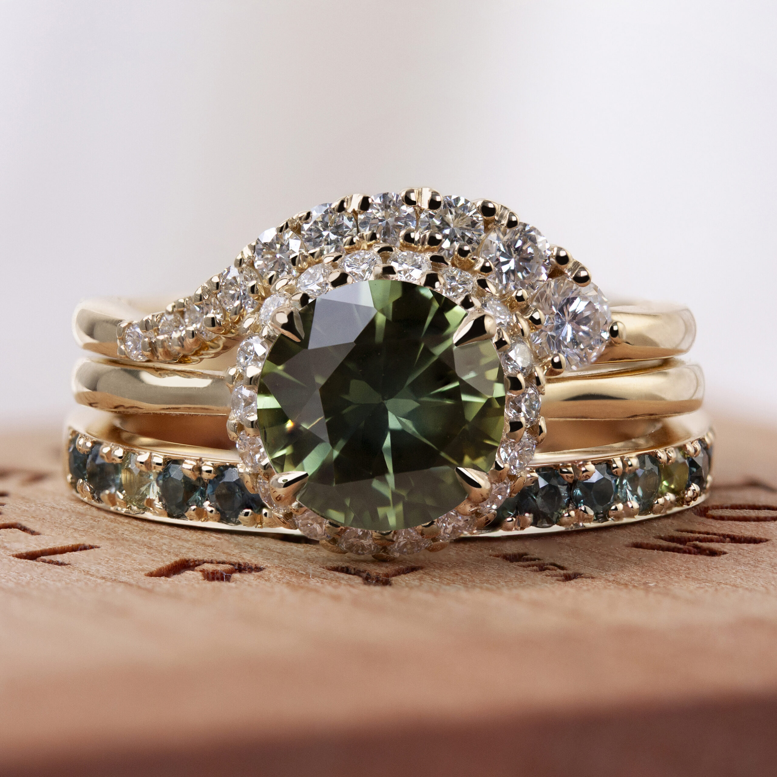 Angled Halo Ring by Philadelphia's Emily Chelsea Jewelry with 360-degree sparkle, reclaimed diamonds, and a 1.8mm band.
