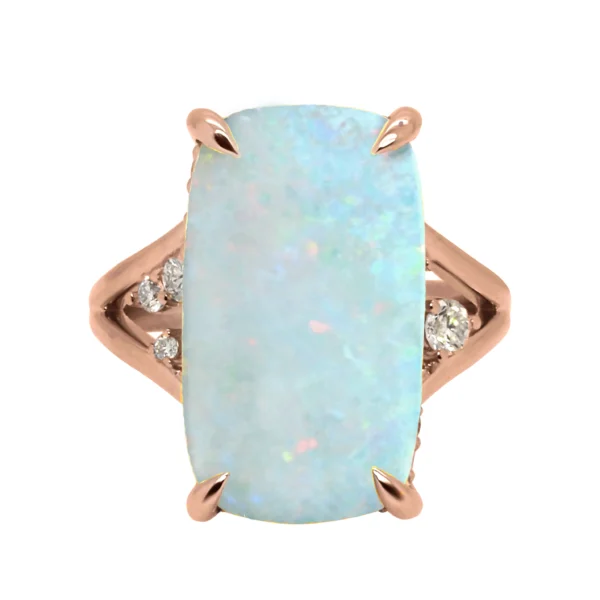 6.29ct Australian Opal Ring With Hidden Diamond Halo