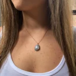 One-of-a-kind freeform necklace from Philadelphia's Emily Chelsea Jewelry, featuring a 14x12mm asymmetrical mabe pearl on an 18” 14kt yellow gold chain.