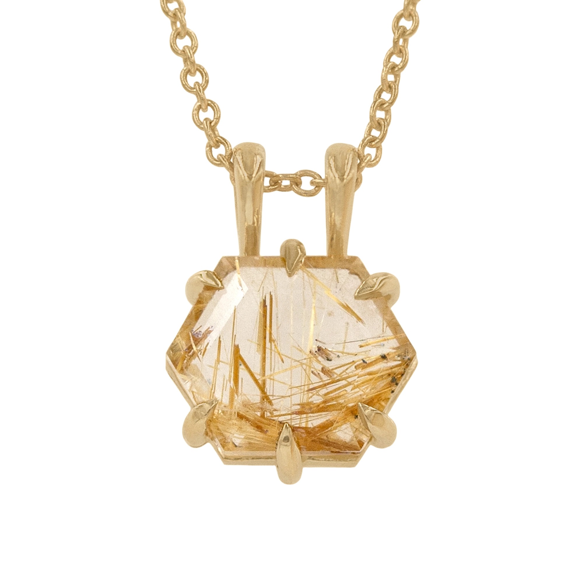 Rutilated Quartz Hex Necklace