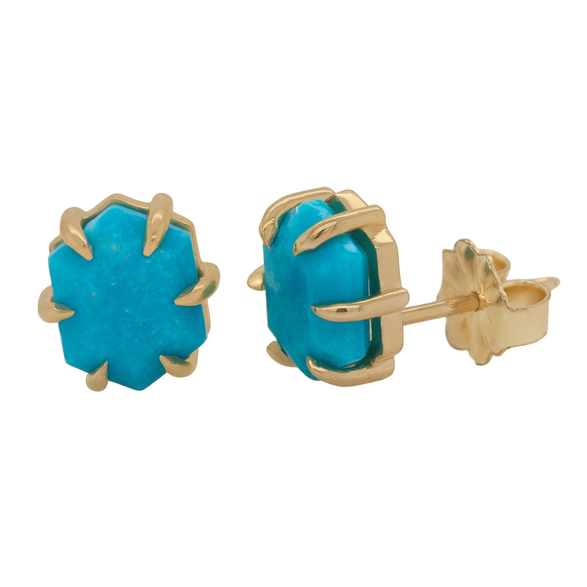 Hex Studs with Turquoise
