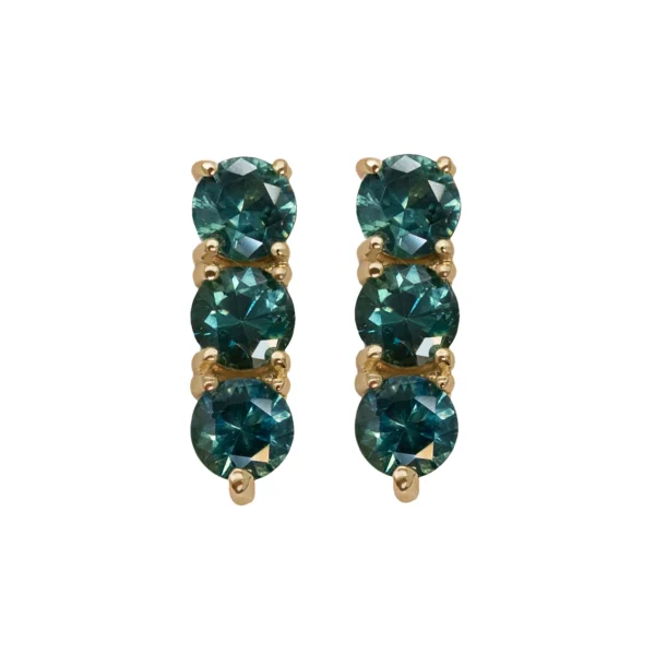 Linear Studs with Teal Sapphires