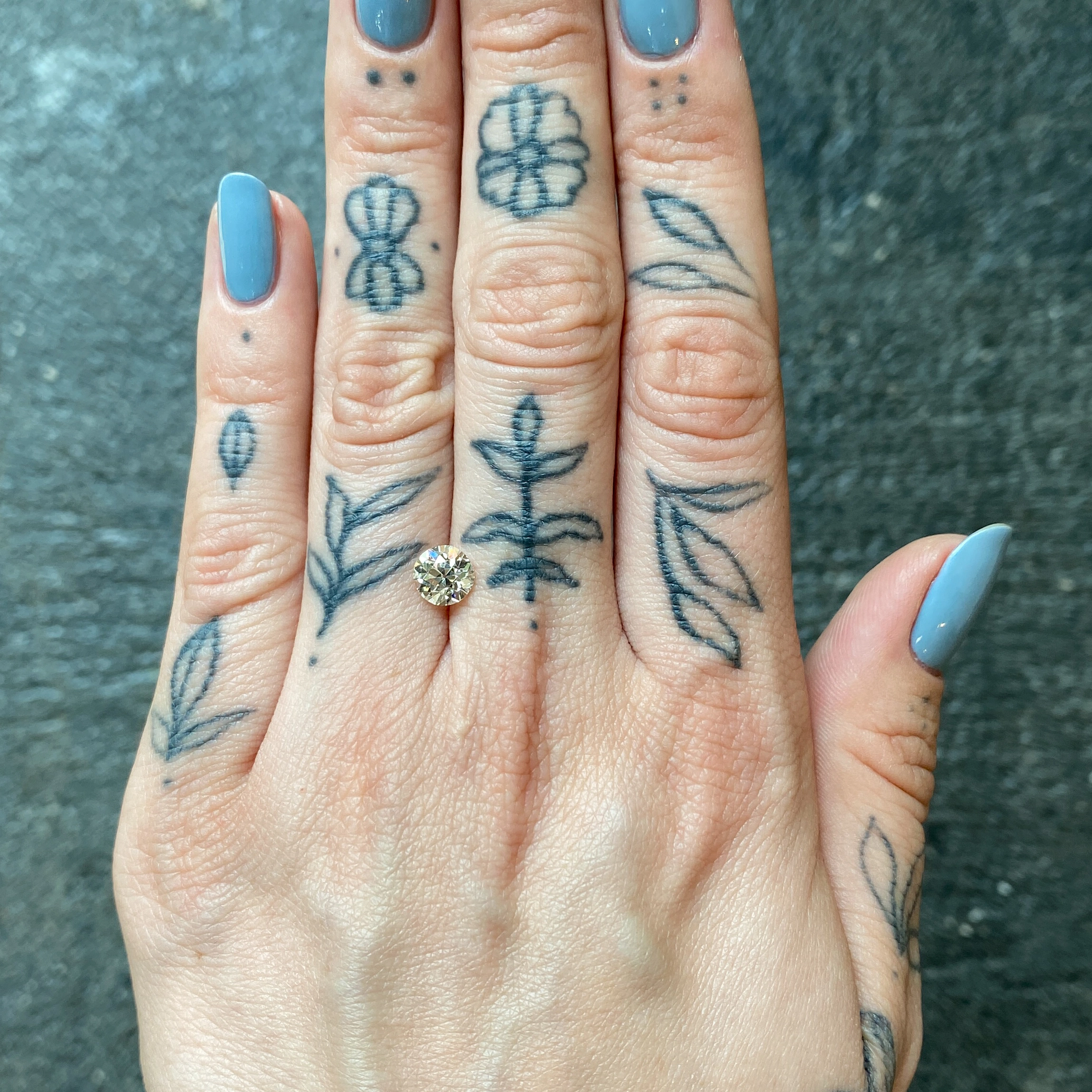 1.23ct Old European Cut Diamond on woman's hand - Emily Chelsea Custom Jeweler in Philadelphia.