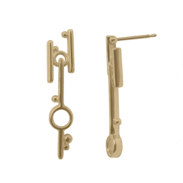 Break Through Dangle Earrings by Philadelphia’s Emily Chelsea Jewelry, featuring a cross-metal design symbolizing resilience and forward movement.