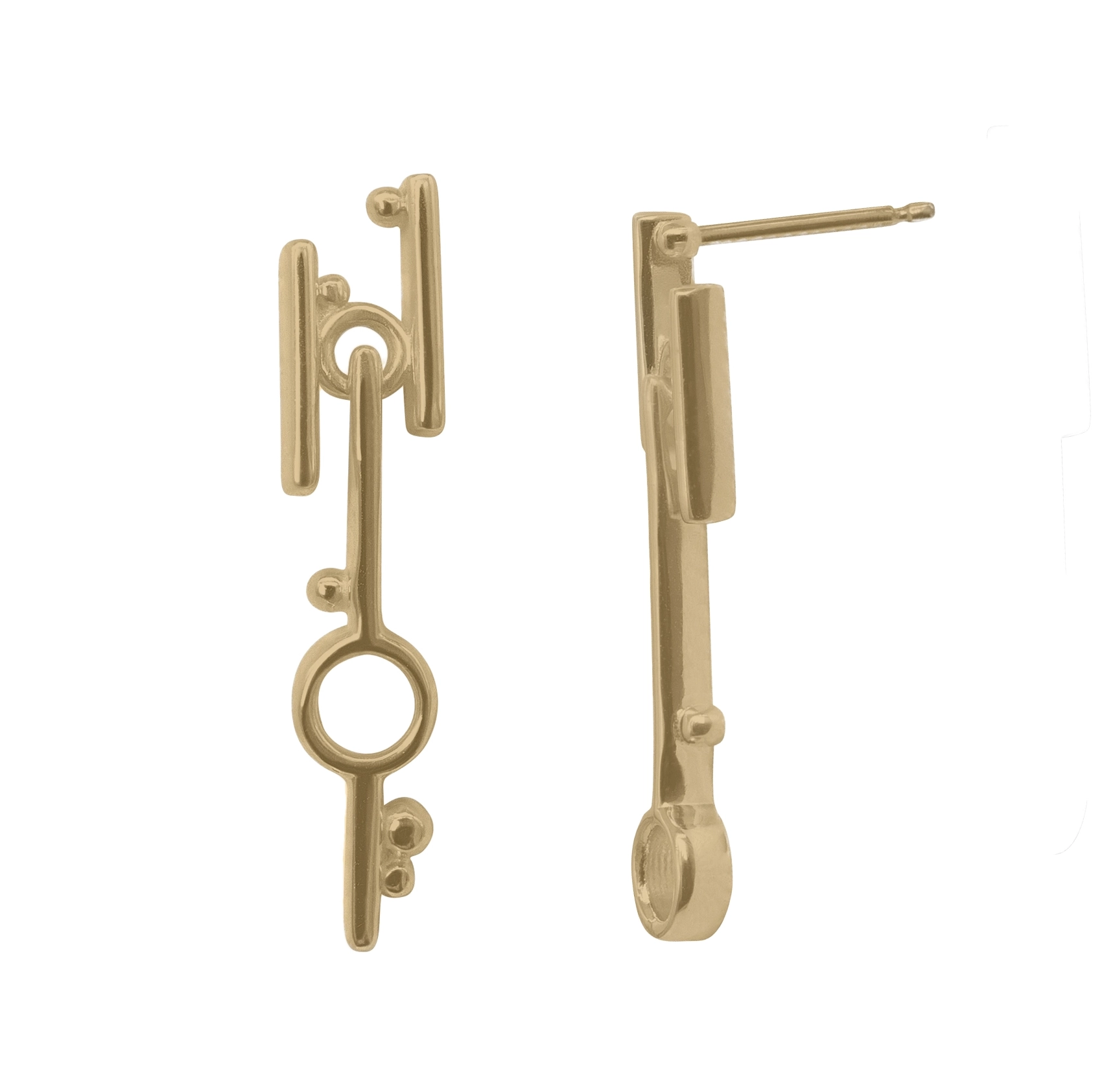 Break Through Dangle Earrings by Philadelphia’s Emily Chelsea Jewelry, featuring a cross-metal design symbolizing resilience and forward movement.
