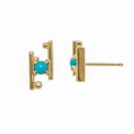 Hand in Hand Stud Earrings by Philadelphia’s Emily Chelsea Jewelry, featuring Arizonian turquoise cabochons set between sleek metal bars.