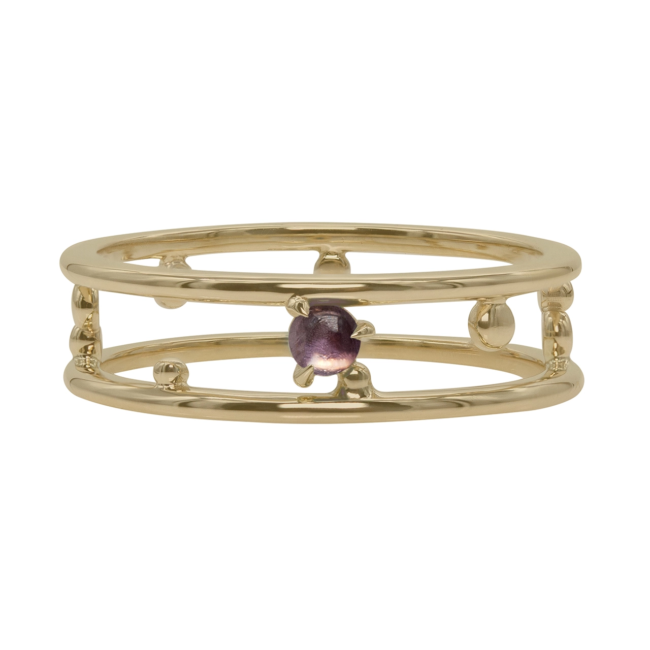 Pinnacle Hoops by Emily Chelsea Jewelry, custom-designed with Uruguayan amethyst, Tanzanian lavender spinel, and polished metal accents.