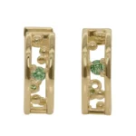 Pinnacle Hoops by Emily Chelsea Jewelry, custom hoops with Indian moss agate, Nigerian green tourmaline, and sleek metal accents.