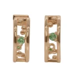 Pinnacle Hoops by Emily Chelsea Jewelry, custom hoops with Indian moss agate, Nigerian green tourmaline, and sleek metal accents.