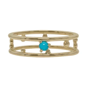 Pinnacle Band by Emily Chelsea Jewelry, a custom ring featuring a 3mm Arizonian turquoise cabochon, symbolizing milestones and progress.
