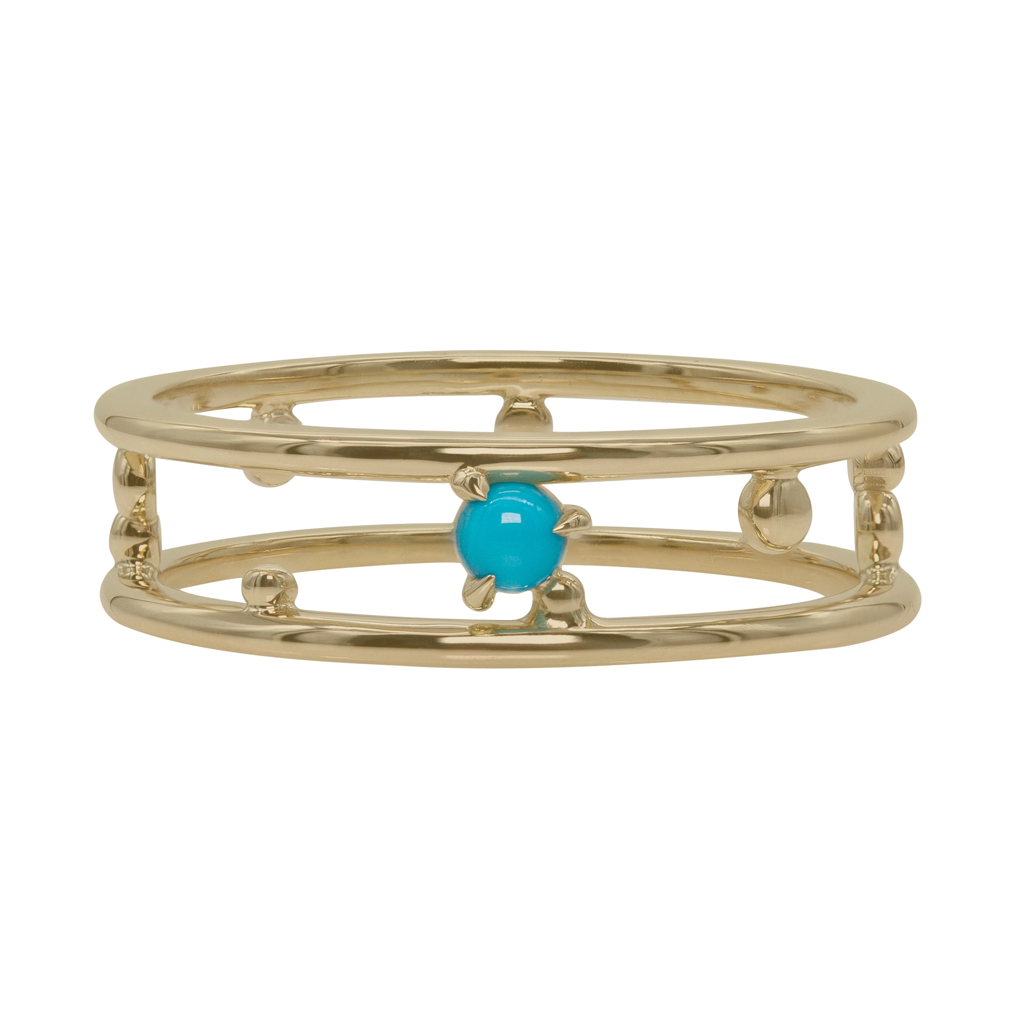 Pinnacle Band by Emily Chelsea Jewelry, a custom ring featuring a 3mm Arizonian turquoise cabochon, symbolizing milestones and progress.