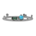 Renewal Band by Emily Chelsea Jewelry, featuring 3mm Arizonian turquoise and 4x2mm Nigerian teal tourmaline, symbolizing life's milestones and progress.