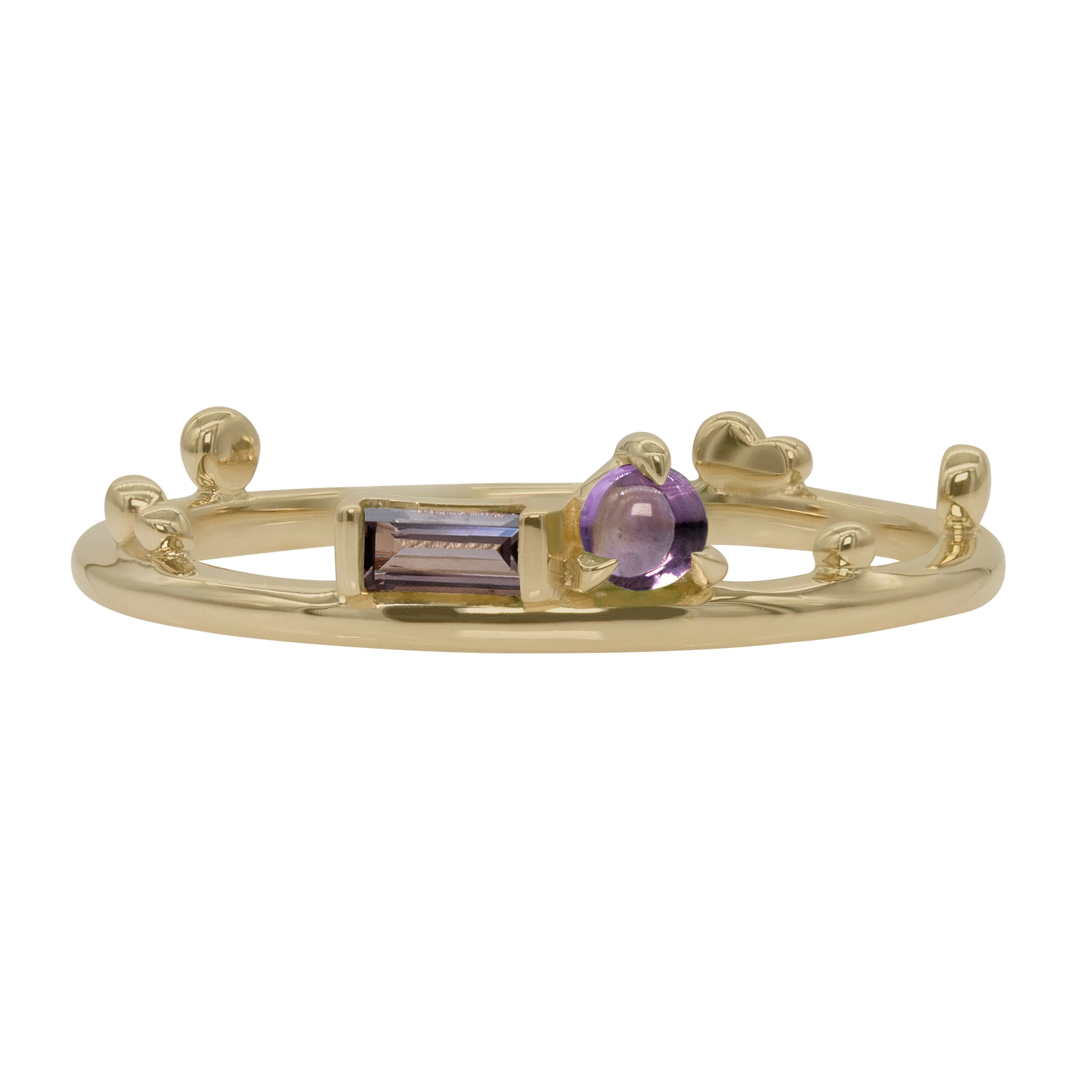 The Renewal Band, features 3mm Uruguayan amethyst and Tanzanian lavender spinel baguette, custom-designed by Philadelphia jeweler Emily Chelsea Jewelry.
