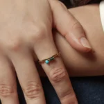 Renewal Band by Emily Chelsea Jewelry, featuring 3mm Arizonian turquoise and 4x2mm Nigerian teal tourmaline, symbolizing life's milestones and progress.
