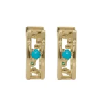 Pinnacle Hoops by Emily Chelsea Jewelry, custom-designed with Arizonian turquoise, Nigerian teal tourmaline, and sleek metal accents.