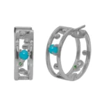 Pinnacle Hoops by Emily Chelsea Jewelry, custom-designed with Arizonian turquoise, Nigerian teal tourmaline, and sleek metal accents.