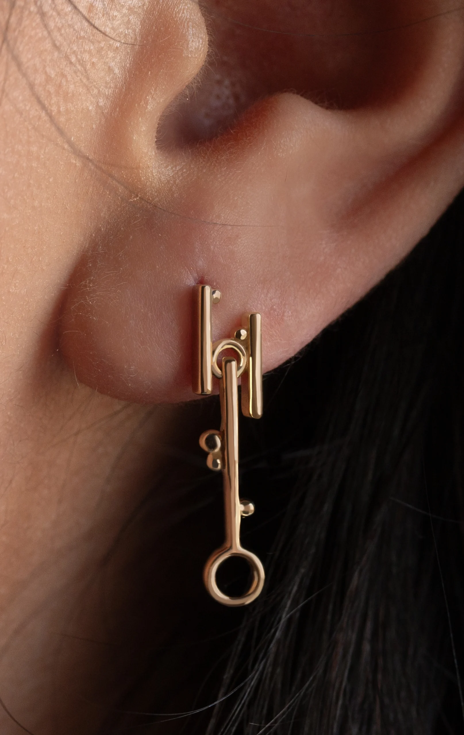 Earrings for Space and Time Collection, a tribute to life's journey, featuring gemstones symbolizing milestones and strength with Emily Chelsea Jeweler.