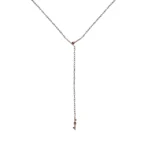 Plunge Necklace by local Philadelphia jeweler Emily Chelsea Jewelry features Uruguayan amethyst, Tanzanian lavender spinel, and recycled sterling silver.