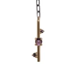 Plunge Necklace by Philadelphia jeweler Emily Chelsea Jewelry features Uruguayan amethyst, Tanzanian lavender spinel, and recycled sterling silver chain.