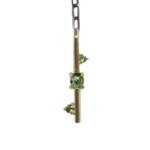 Plunge Necklace with Indian moss agate and Nigerian green tourmaline, on an adjustable recycled sterling silver chain. Great for stacking.