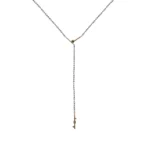 Plunge Necklace with Indian moss agate and Nigerian green tourmaline, on an adjustable recycled sterling silver chain. Great for stacking.