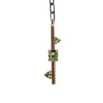 Plunge Necklace with Indian moss agate and Nigerian green tourmaline, on an adjustable recycled sterling silver chain. Great for stacking.